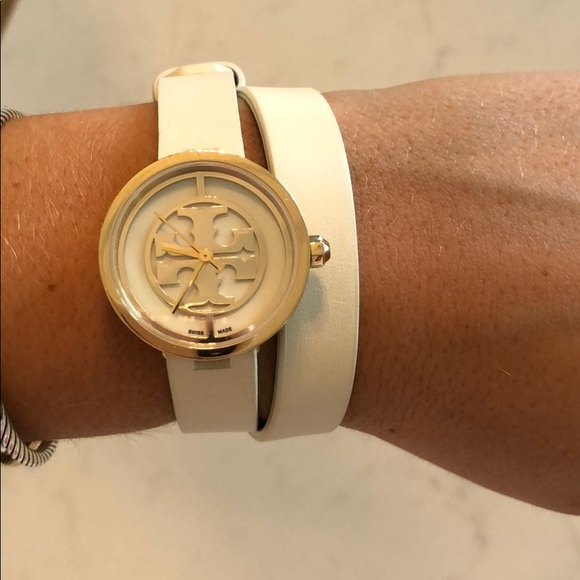 Tory Burch Accessories - Tory Burch White Leather Wrap Watch